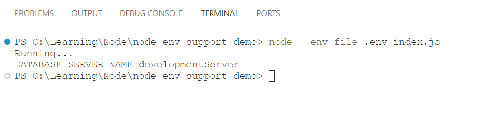 node js env file support